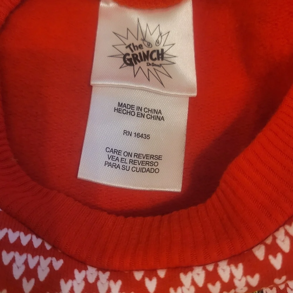 Grinch Red Cristmas Kids Sweater Top Sz 5